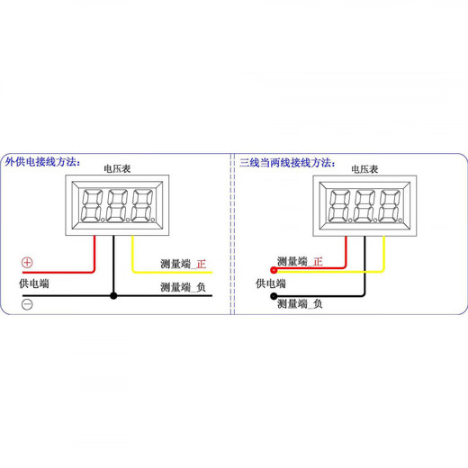 YB21 DC0-10V 0-30V 0.36 inch 3-digit LED digital display voltmeter small digital voltmeter black shell_three wires_blue characters 0-30V