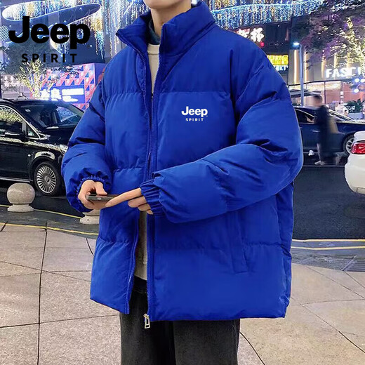 JEEP SPIRIT Jeep Winter Hong Kong Style Men's Down Cotton Clothes Loose Trendy Cotton Clothes Students Thickened Warm and Coldproof Bread Jacket Men White XL