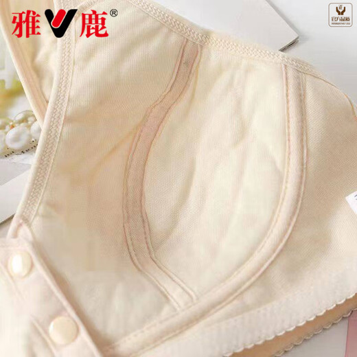 Yalu Mama bras without wires, thin section, middle-aged women's cotton push-up vest-style front buckle large size bra for middle-aged and elderly people, cost-effective, two-piece set, apricot + apricot, one size fits all, 36 yards, 85-95Jin Jin is equal to 0.5 kg