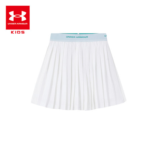Under Armor Girls' Short Skirt Spring and Summer Sports Training Basics Simple Technical Fabric Woven Pleated Skirt 262213609 White 130