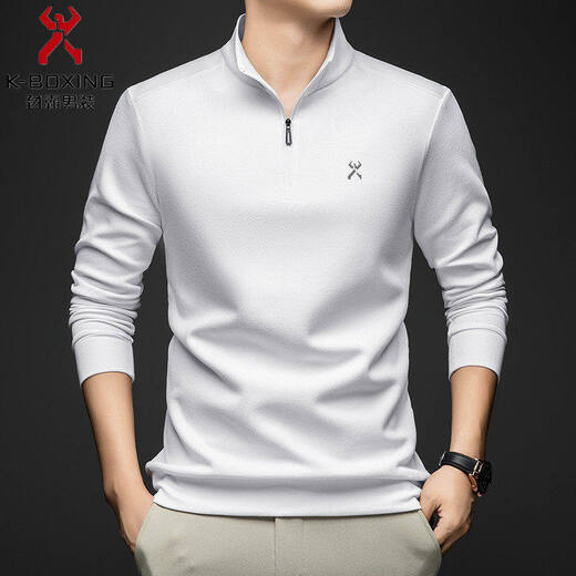 KBHONG men's stand-up collar sweatshirt business casual long-sleeved T-shirt comfortable commuting wear base layer light luxury orange JX-7189 M weight 95-110Jin Jin equals 0.5 kg