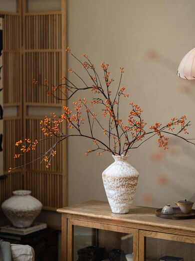 Simulation-like realistic fake furnishings for the living room table art dried fruits and dried branches decorations bionic wabi-sabi short clay pot + 100 oranges 1 piece + 183 oranges 1 piece