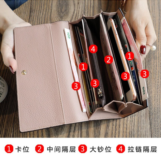 Ji Shizhe (Gievszhe) Kupplungsbeutel Frauen Brieftasche Lange neue Top -Layer -Coupon -Gutschein -Brieftasche 520 Valentinstag Geburtstagsgeschenk [Modepulver] Spot am selben Tag exquisite Geschenkbox