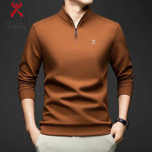 KBHONG men's stand-up collar sweatshirt business casual long-sleeved T-shirt comfortable commuting wear base layer light luxury orange JX-7189 M weight 95-110Jin Jin equals 0.5 kg