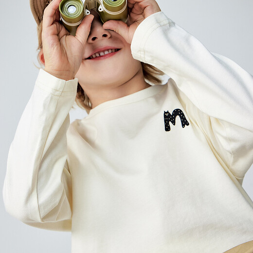 Minibala (minibala) boys and girls parent-child pure cotton long-sleeved T-shirt spring new skin-friendly breathable, durable and not easy to deform top blue purple 70216 160