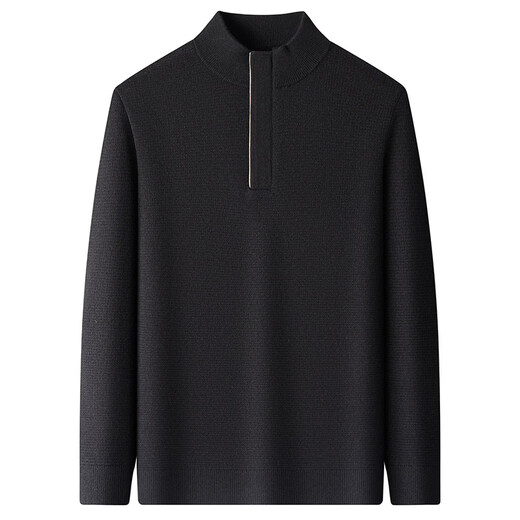 GY Youngor men's half-high zipper fashion casual stand-up collar solid color woolen sweater thickened new men's bottoming knitted lace gray M 165 recommended 95-115Jin Jin equals 0.5 kg