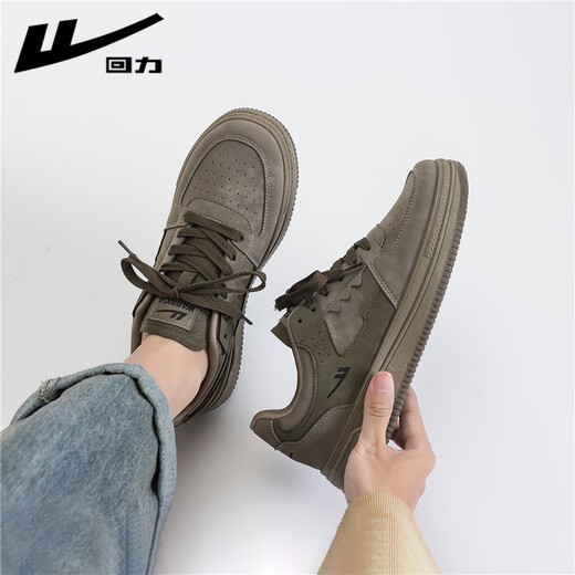 Warrior official men's shoes autumn and winter new versatile trendy board shoes men's fashionable casual sports shoes men's gray military green 42