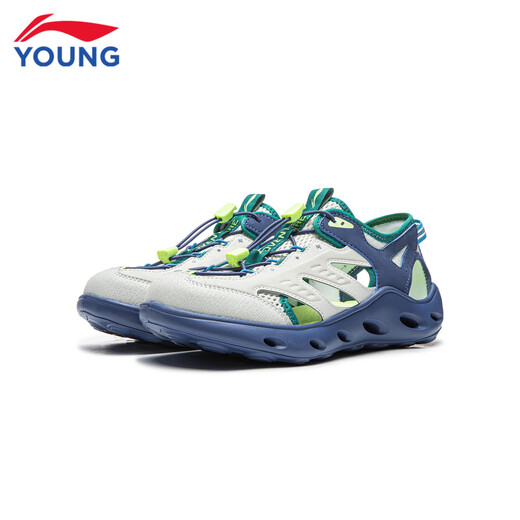 Li Ning Children's Sandals 2026 Summer New Baotou Sandals Children's Breathable Men's Wading Sandals Chalk Gray/Light Lime 28-3 33