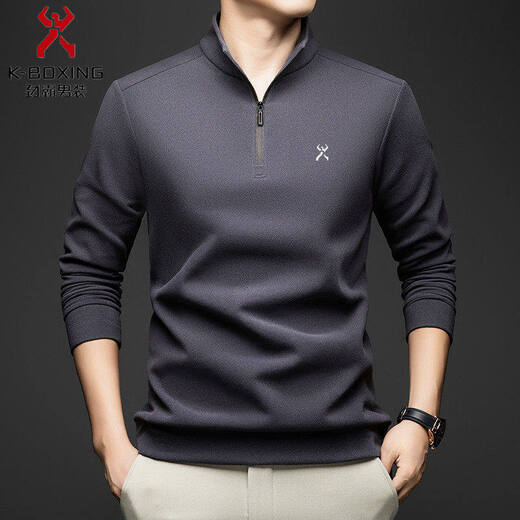 KBHONG men's stand-up collar sweatshirt business casual long-sleeved T-shirt comfortable commuting wear base layer light luxury orange JX-7189 M weight 95-110Jin Jin equals 0.5 kg