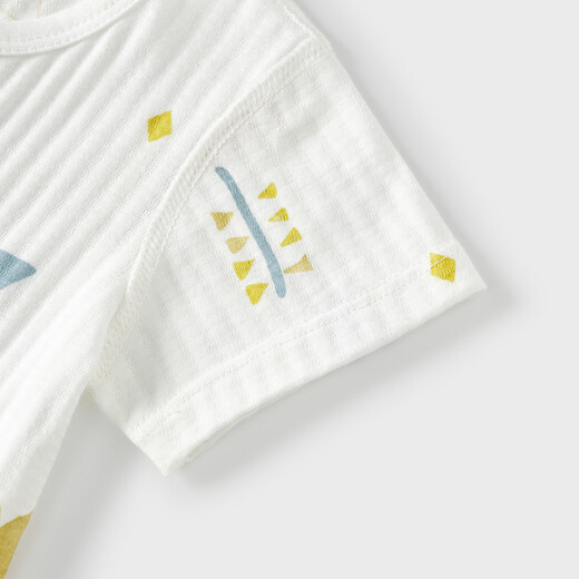 Tongtai (TONGTAI) baby short-sleeved jumpsuit summer pure cotton male and female baby clothes newborn romper jacquard pajamas yellow 73cm