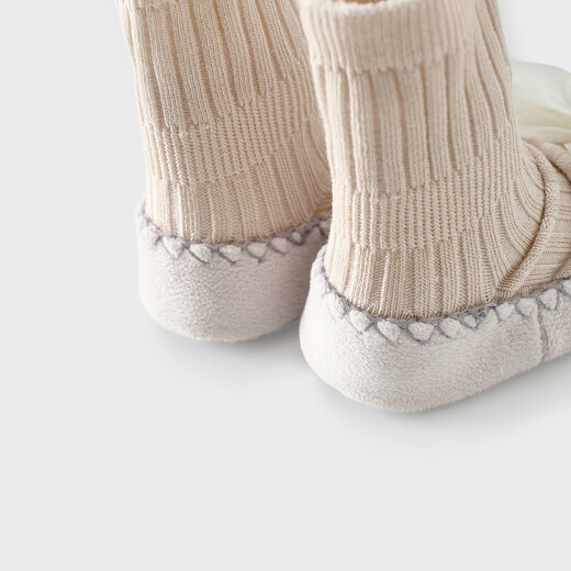 Tongtai (TONGTAI) baby socks for girls, mid-calf socks, children's floor socks, indoor non-slip insulation, toddler shoes and socks, khaki 6-12 months