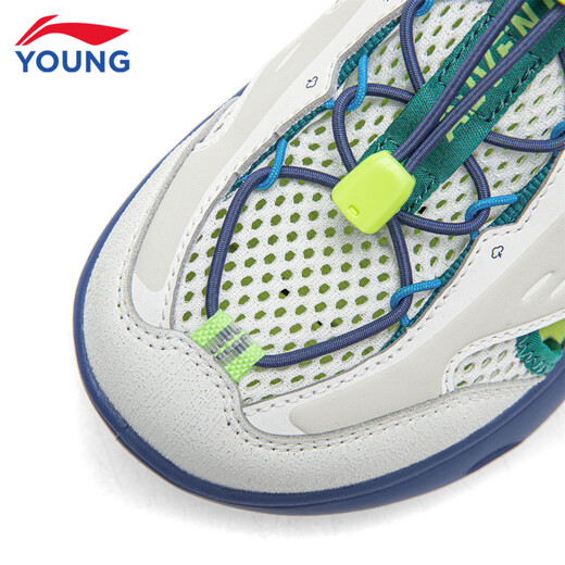 Li Ning Children's Sandals 2026 Summer New Baotou Sandals Children's Breathable Men's Wading Sandals Chalk Gray/Light Lime 28-3 33