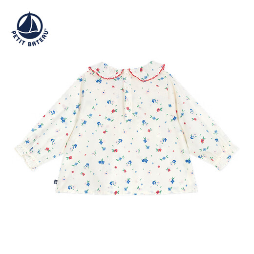 PETIT BATEAU 2026 spring and summer new product French Petitbateau small sailboat infant and toddler floral shirt top A0FCA white/multicolor 80 cm