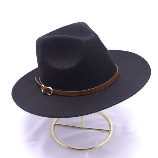 Hengyuanxiang buckle jazz hat European and American British style woolen hat outdoor felt hat retro sunshade hat for men and women light gray M56-58cm