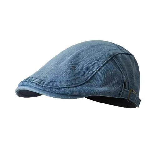 Woodpecker (TUCANO) Small Head Circumference Japanese Progressive Hat Women's Summer New Washed Denim Beret Retro Old Art Style Painter Hat Upgraded Classic Style - Denim Blue XS Small Size (52-55cm)