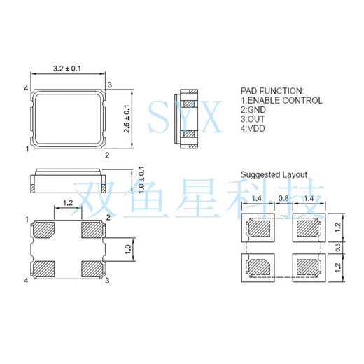 3225 active crystal oscillator 1.6M 3.2M 6.4M 12.8M 25.6M 51.2M 102.4MH 1.6MHZ