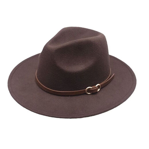 Hengyuanxiang buckle jazz hat European and American British style woolen hat outdoor felt hat retro sunshade hat for men and women light gray M56-58cm