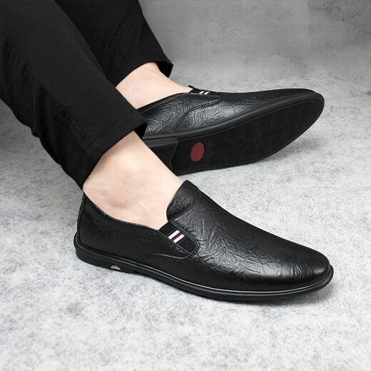 Keechmont Men's Beanie Shoes Toe Toe Toe Withide Cow Whide Ligero y transpirable Zapatos Lazy Lazy Lazy Shoes informales zapatos para hombres 11973 Black Regular Versión 37