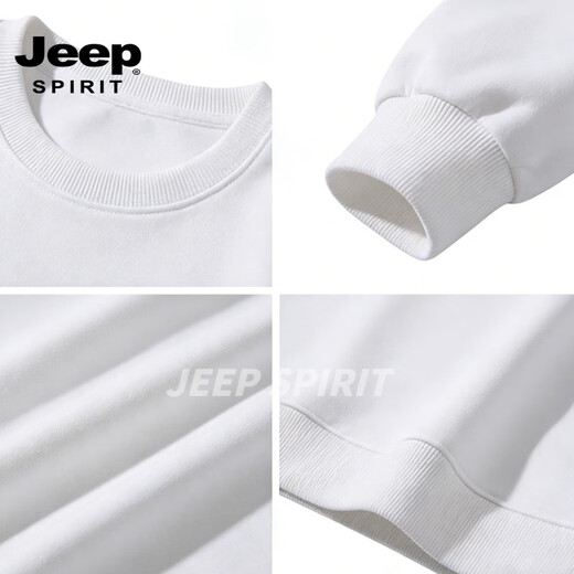 JEEP SPIRIT heavyweight American retro motorcycle print velvet sweatshirt men's loose casual long-sleeved round neck bottoming shirt top men red S (95-120Jin Jin equals 0.5 kg)