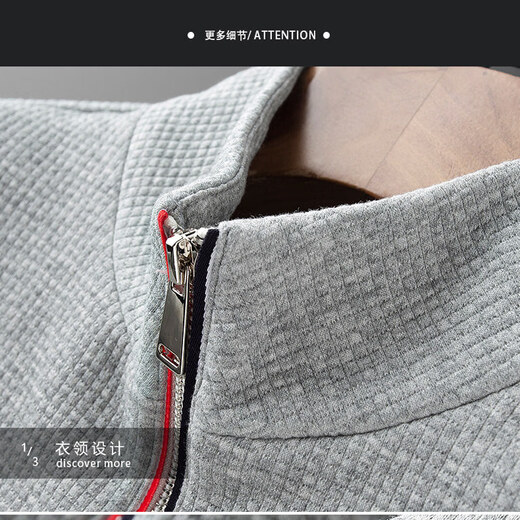 B PRORSUM British Burberry zipper stand collar sweatshirt spring and autumn new fashion trend slim men's cotton T-shirt black L 170