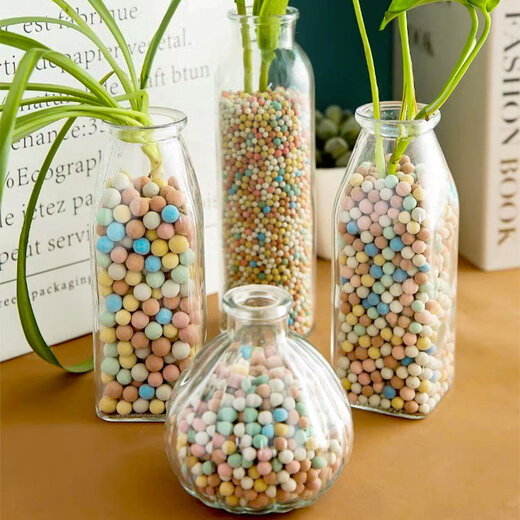 Colored ceramsite bottom ceramsite soil for flower cultivation, special filter flower pot, fish tank bottom sand, hydroponic small ceramsite pavement for gardening, diameter 5-6mm, red solid ceramsite 3Jin Jin is equal to 0.5kg