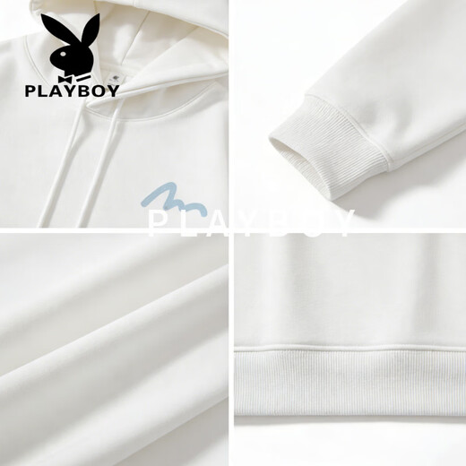 Playboy (PLAYBOY) American Heavyweight Hooded Sweatshirt Men's 2026 Spring New Loose Casual Versatile Jacket Men's Tops Men's Clothing Red S Recommendation 95-120Jin Jin equals 0.5 kg
