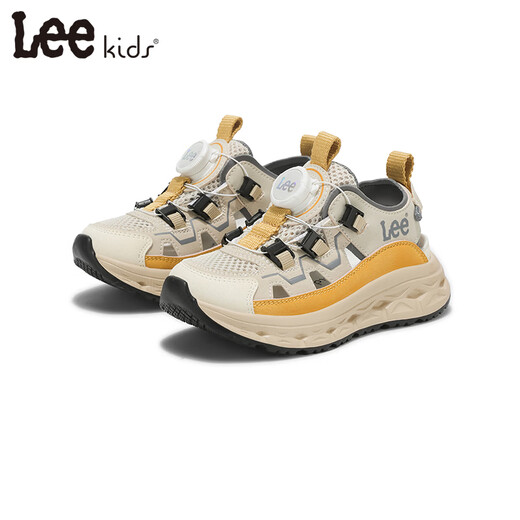 Lee children's sandals, non-slip breathable toe-cap shoes, apricot 26, inner length approximately 17.1cm