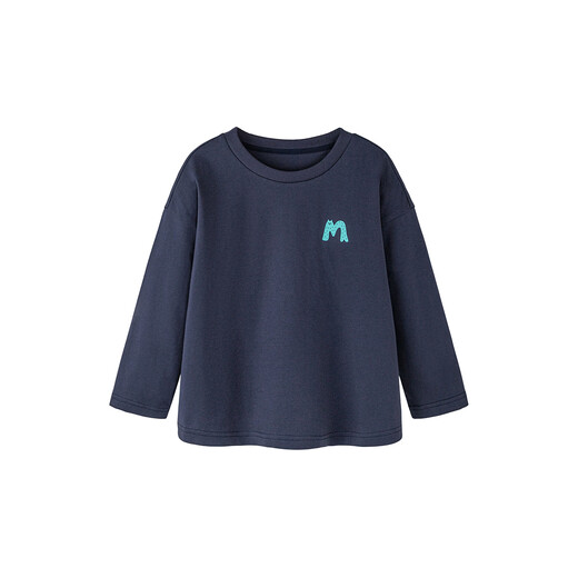 Minibala (minibala) boys and girls parent-child pure cotton long-sleeved T-shirt spring new skin-friendly breathable, durable and not easy to deform top blue purple 70216 160