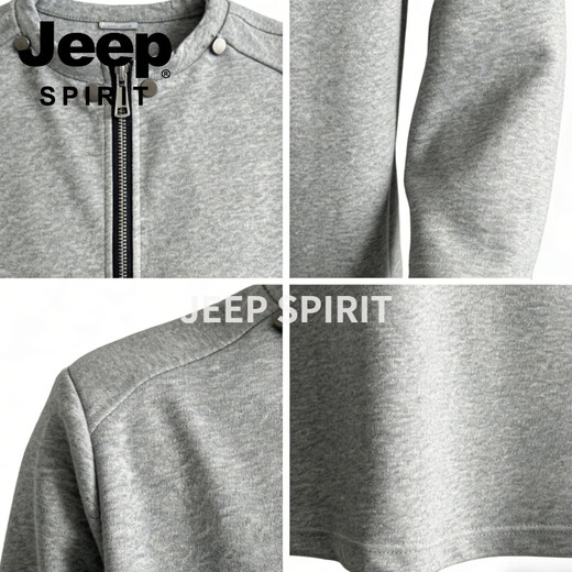 JEEP SPIRIT half-zip sweatshirt men's American retro cardigan sweatshirt couple tops trendy casual sports long-sleeved jacket for men gray M 80 - 105 Jin Jin is equal to 0.5 kg