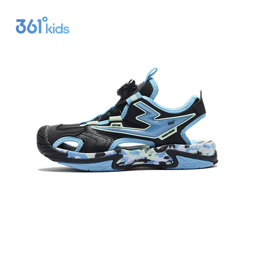 361 Treading Children's Shoes River Tracing Shoes for Boys and Girls 2026 Summer New Medium and Large Children's Sports Shoes Carbon Black/Bihu Blue/Water Lime Green 33