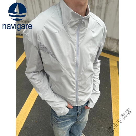 Navigare Italian sailing mesh stand-collar sun protection jacket summer sports outdoor lightweight jacket quick-drying thin jacket Gray (Y) M