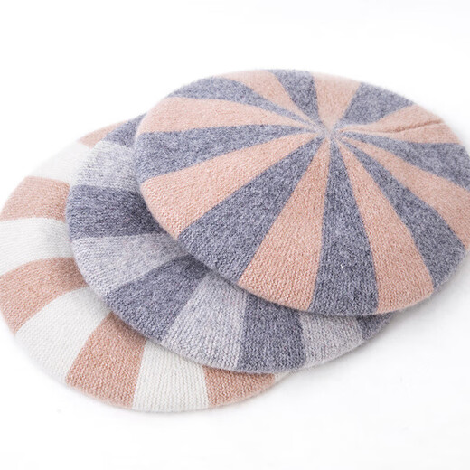 Hengyuanxiang beret women's 100% pure wool autumn and winter Korean fashion wool hat women's retro knitted artistic woolen hat gray one size fits all (diameter 26cm)