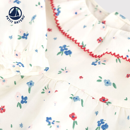 PETIT BATEAU 2026 spring and summer new product French Petitbateau small sailboat infant and toddler floral shirt top A0FCA white/multicolor 80 cm