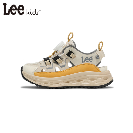 Lee children's sandals, non-slip breathable toe-cap shoes, apricot 26, inner length approximately 17.1cm