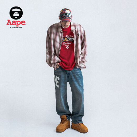 Aape flagship store men's spring and summer classic camouflage logo letter print short-sleeved T-shirt 1860XXQ RDL/red S