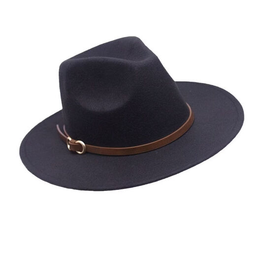 Hengyuanxiang buckle jazz hat European and American British style woolen hat outdoor felt hat retro sunshade hat for men and women light gray M56-58cm