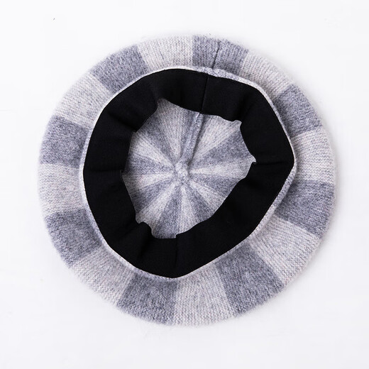 Hengyuanxiang beret women's 100% pure wool autumn and winter Korean fashion wool hat women's retro knitted artistic woolen hat gray one size fits all (diameter 26cm)