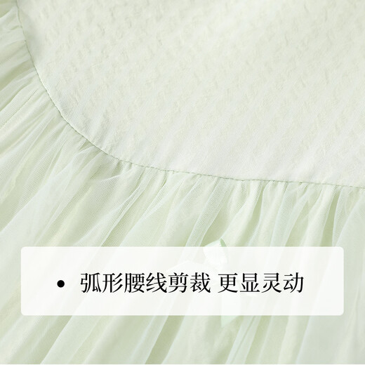 YEEHOO children's skirt girls summer dress new national style gauze skirt breathable skin-friendly cotton lining girl princess skirt new floating ripples - green 90