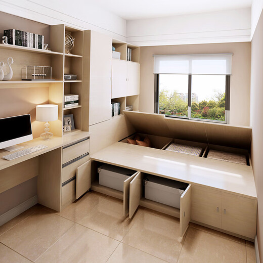 Sofia tatami bed customized for the whole house Tatami bed cabinet desk bookcase with wardrobe small study room furniture combination Yuan/