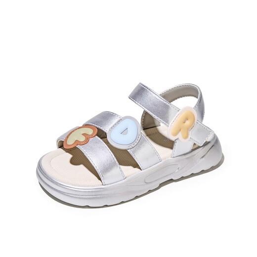 Zapatos de libélula roja para niñas, sandalias de verano 2026 para niños, zapatos de princesa, sandalias transpirables de suela suave para niñas Q62BL008 plateado 31