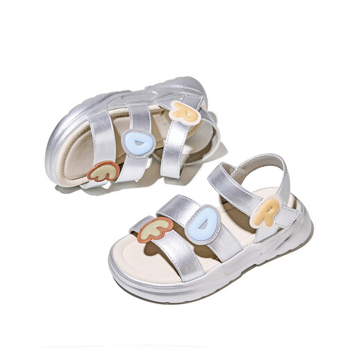 Zapatos de libélula roja para niñas, sandalias de verano 2026 para niños, zapatos de princesa, sandalias transpirables de suela suave para niñas Q62BL008 plateado 31