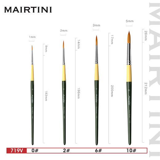 马蒂尼（Mairtini）面部彩绘专用笔 人体脸部水彩笔 尼龙尖峰纤维毛可水洗4支套装719V-004