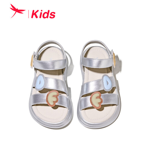 Zapatos de libélula roja para niñas, sandalias de verano 2026 para niños, zapatos de princesa, sandalias transpirables de suela suave para niñas Q62BL008 plateado 31