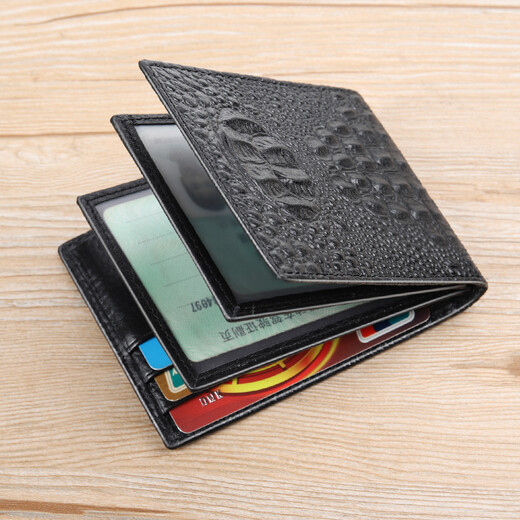 
ELLEN FANTASIA genuine leather driver's license leather case men's driving license card case multi-functional certificate card package motor vehicle driver's license clip book crocodile pattern black [top layer cowhide]