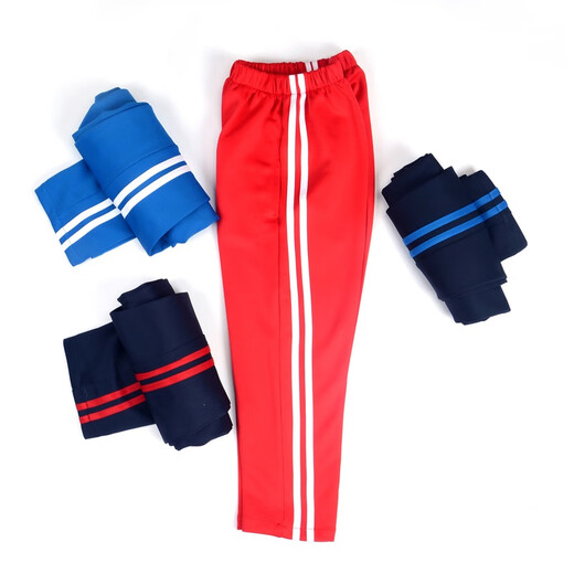 Tongran Grundschule Uniform Lange Hosen für Männer und Frauen Kinder dunkelblau Marine Blau Zwei-Wege-Bar Junior High School School Hosen Rot weiß Grün Frühling und Herbst 677 Hosen (Blue Hosen + Single Wide White) Größe 160 Größe/empfohlene Höhe 150-160