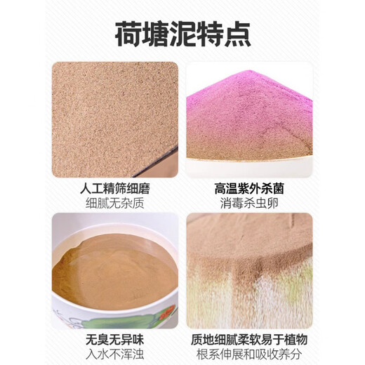 Lotus pond mud, special lotus soil for water lilies, copper money grass, water lily, aquatic plant nutrient soil, general vegetable planting fine sieving/sterile, high-quality lotus pond mud 40Jin Jin is equal to 0.5kg