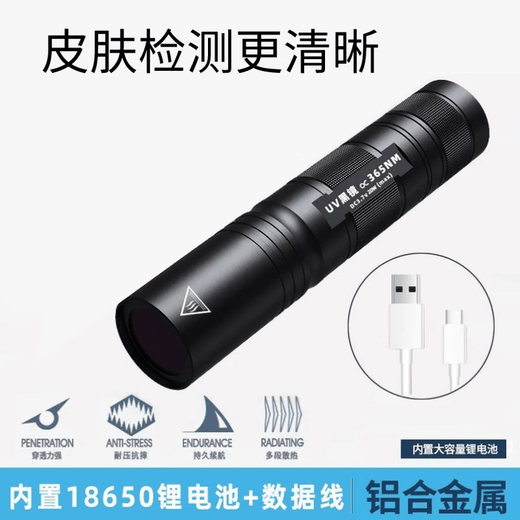 Skin detector, blackhead, acne and grease lamp, fungus and ringworm diagnosis, facial lighting, cosmetics, fluorescent flashlight, skin detection lamp, diamond-encrusted model, rechargeable model 20W