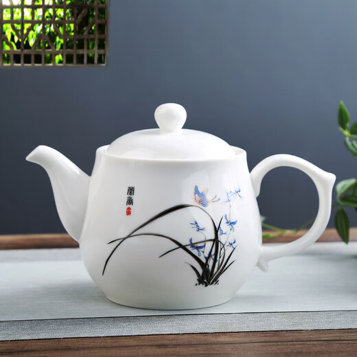 Xiangyan (xiangyan) large-capacity household teapot with filter 1000ml office tea kettle large teapot white porcelain cold kettle Lanxiang