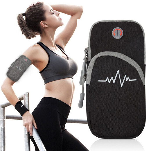 BAIWON is suitable for OPPO running mobile phone arm bag, sports mobile phone arm strap, outdoor marathon riding protective cover, men's and women's fitness arm bag, mobile phone bag cover, wrist cover, black RealmeQ arm bag