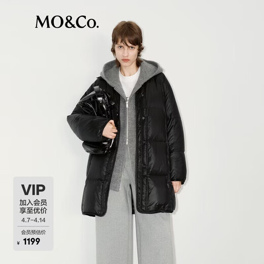 MO&Co. 90 weiße Gänsedaunen, beheiztes Futter, lockeres und leicht warmes Revers MBD4EI